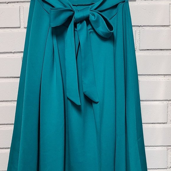 Teal spaghetti strap asymmetrical dress - Picture 4 of 6